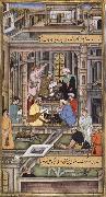 unknow artist A prince learns calligraphy,while below him,a scribe and a painter work face to face oil painting picture wholesale